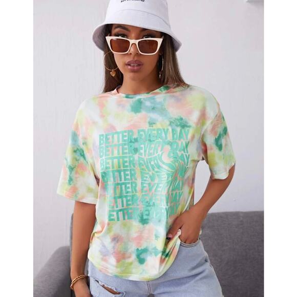 Better days ahead positive vibes graphic tie dye tshirt xs - Picture 1 of 5